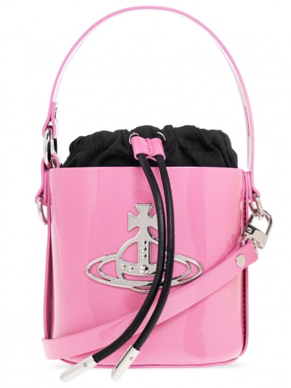 Authentic Vivienne Westwood Pink Patent Leather Small Daisy Bucket Bag #004